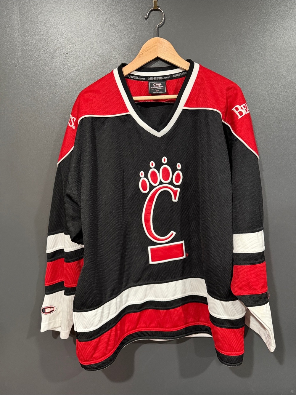 Cincinnati Bearcats Black and Red Hockey Jersey